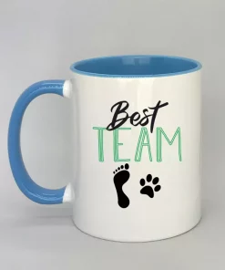 Keramiktasse Best Team Rand hellblau