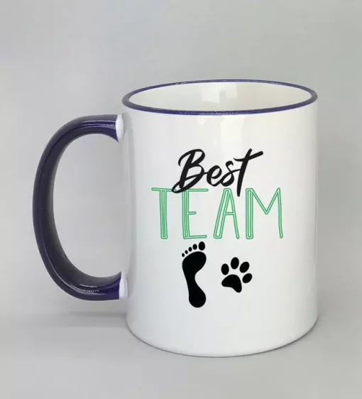 Keramiktasse Best Team Rand dunkelblau