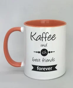 Spruchtasse Kaffee und ich best friends forever Innenseite rot