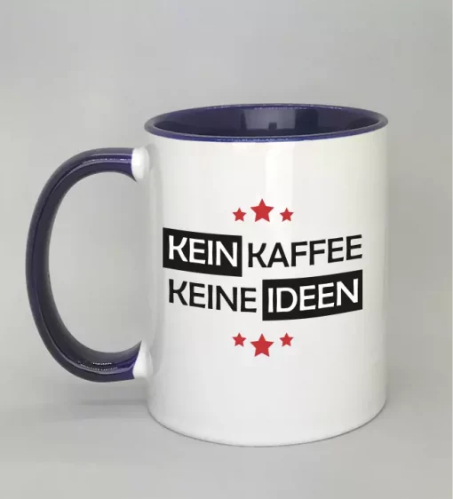 Spruchtasse Kein Kaffee - Keine Ideen Innenseite dunkelblau