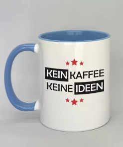 Spruchtasse Kein Kaffee - Keine Ideen Innenseite hellblau