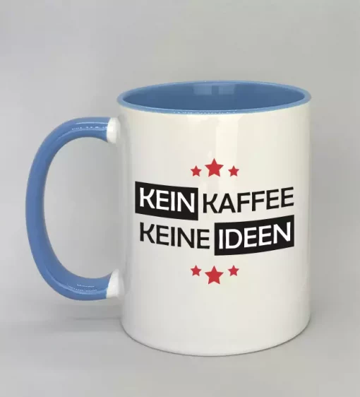 Spruchtasse Kein Kaffee - Keine Ideen Innenseite hellblau