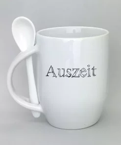 Löffeltasse Auszeit weiß