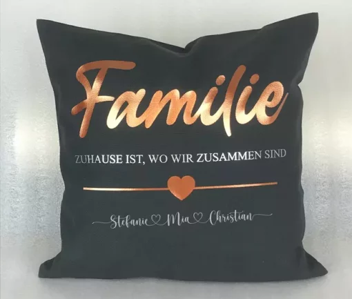 Personalisiertes Kissen Familie anthrazit