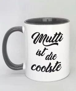 Mutti ist die coolste Spruchtasse mit farbiger Innenseite