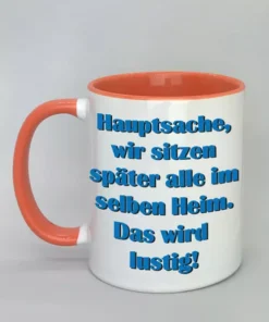 Spruchtasse mit farbiger Innenseite